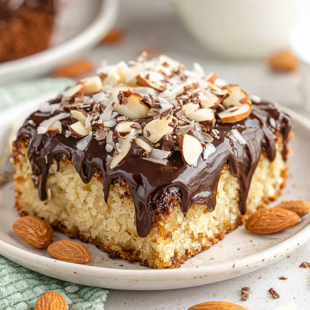 I don't see the Pinterest Almond Joy Cake Recipe content in your message. Could you please provide the actual Pinterest post or recipe text that you'd like me to analyze for the SEO focus keyword?