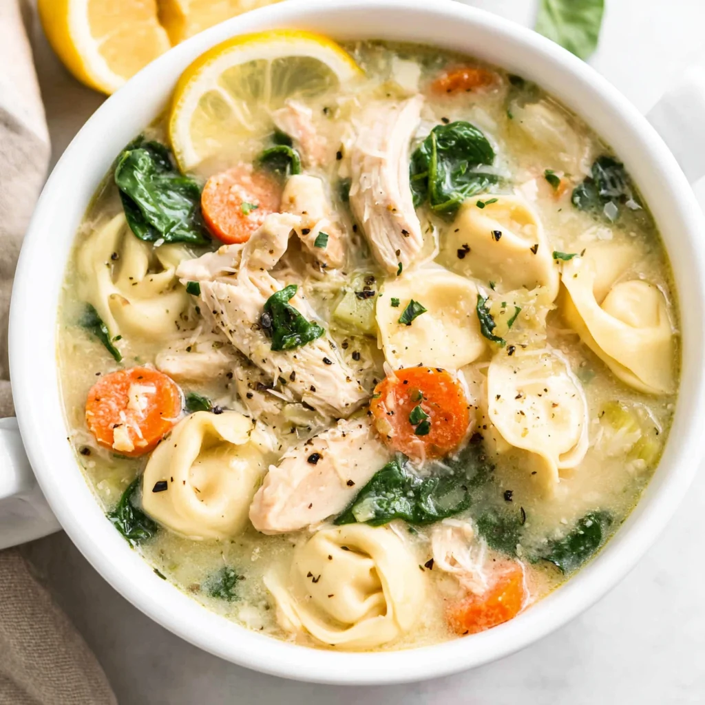 Lemon Chicken Tortellini Soup