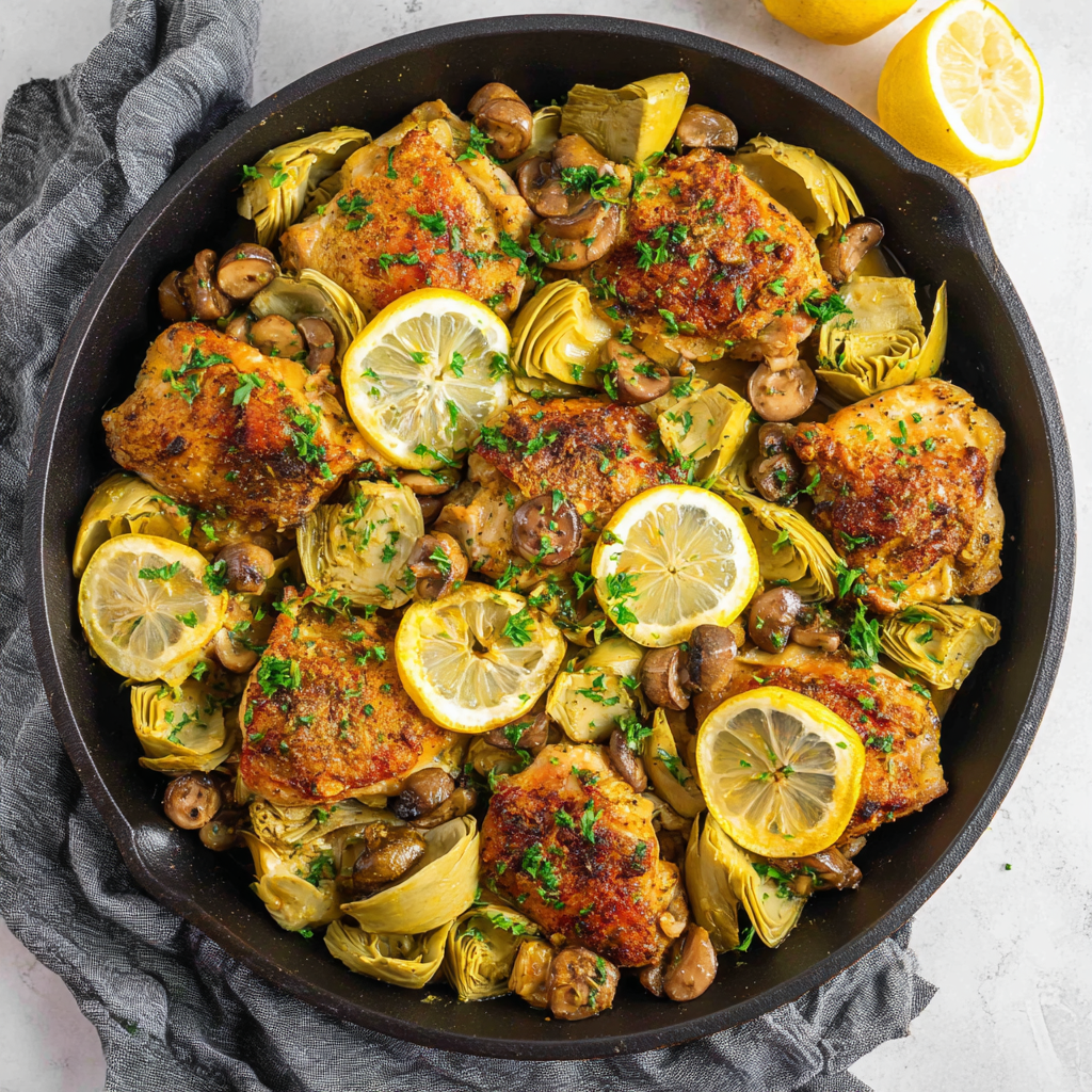 Skillet Chicken Artichokes