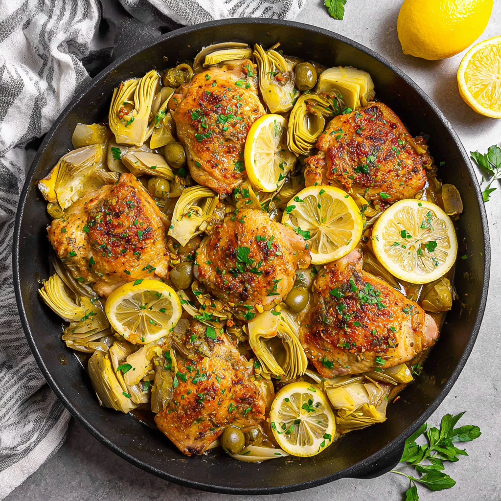 Skillet Chicken Artichokes