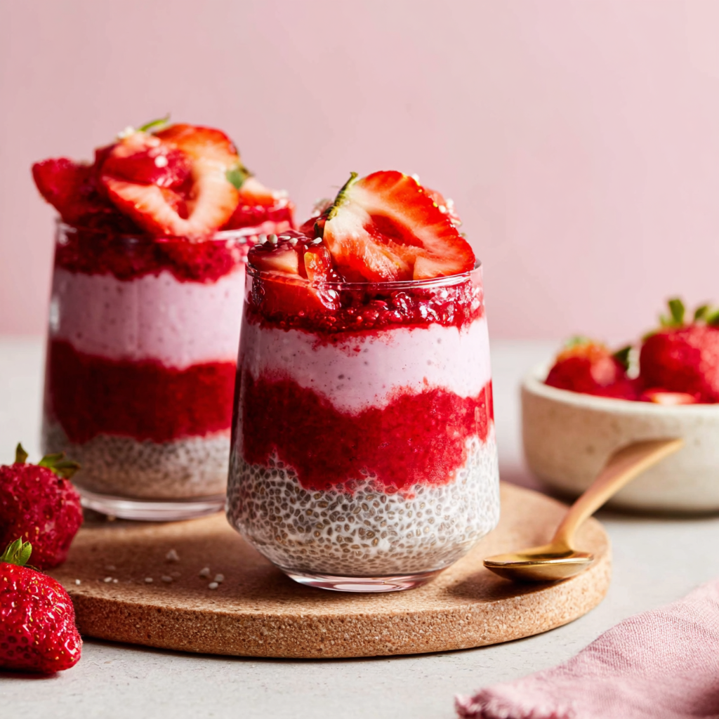 Strawberries Cream Chia Pudding