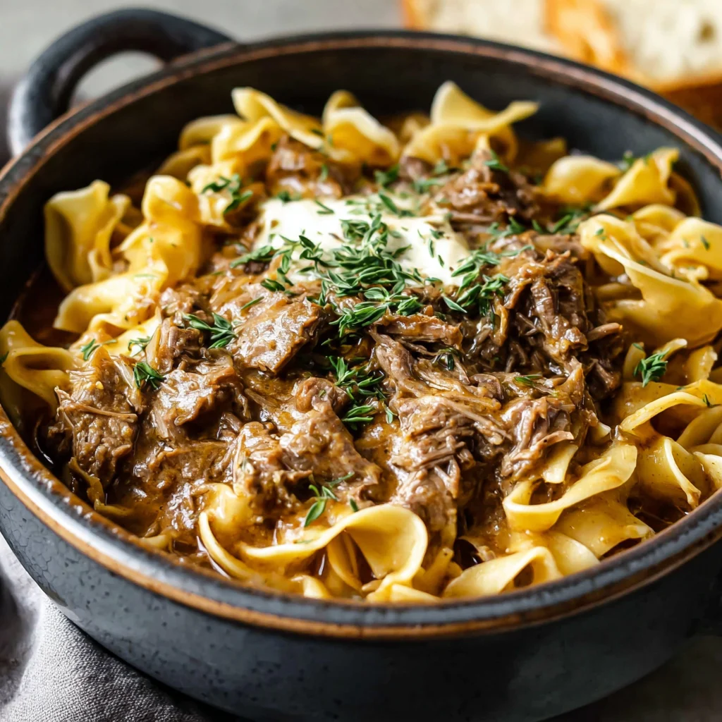 Crock Pot French Onion Beef and Noodles