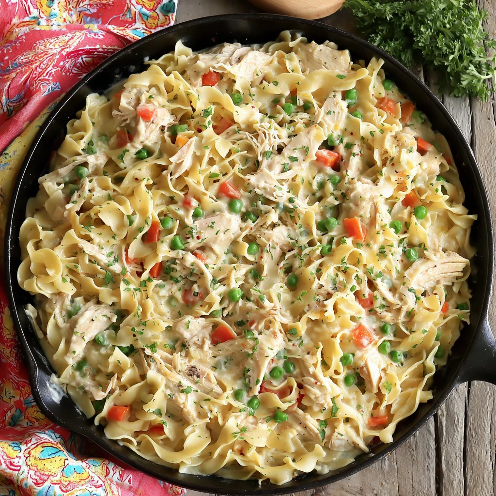 Skillet Chicken Pot Pie Noodles